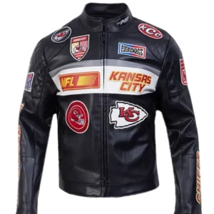 NFL Kansas City Chiefs Leather Moto Jacket