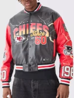 NFL Kansas City Chiefs Black Red Leather Varsity Jacket