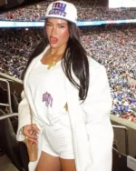 New York Giants Alexis Braun White Shearling Coat