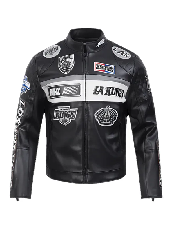 NHL Los Angeles Kings Black Leather Moto Jacket