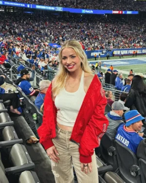 Kansas City Chiefs Hayley Lewis Satin Bomber Jacket