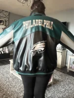 NFL Philadelphia Eagles Black and Green Leather Jacket
