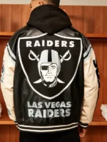 Las Vegas Raiders Black Leather Bomber Jacket NFL