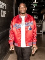 OVO x MLB Montreal Expos Red Satin Varsity Jacket