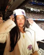 New York Giants Alexis Braun White Shearling Coat
