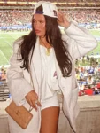 New York Giants Alexis Braun White Shearling Coat