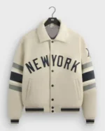 Jason Alexander New York Yankees White Leather Varsity Jacket