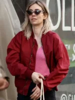 Vanessa Kirby Night Always Comes Red Bomber Jacket