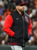 Cleveland Guardians Black Red Dugout Bomber Jacket