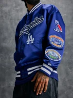 OVO x MLB Dodgers Blue Satin Varsity Jacket