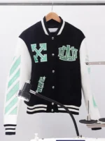 Off-White x NY Liberty Black White Varsity Jacket - Image 3