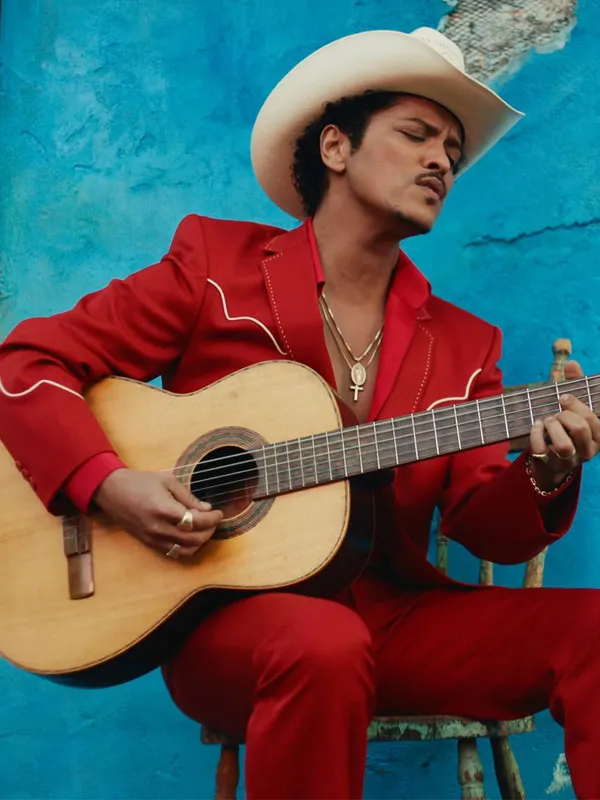 Bruno Mars Risk It All Red Western Suit