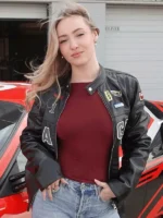 Olivia Hartley Black Leather Racer Jacket