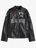 Olivia Hartley Black Leather Racer Jacket