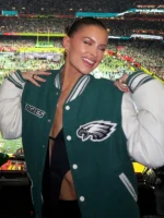 Philadelphia Eagles Lexi Wood Green Wool Varsity Jacket