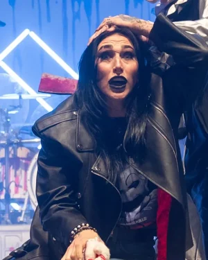 Rhea Ripley Silver Scream Con Black Biker Jacket Rhea Ripley Silver Scream Con Black Biker Jacket