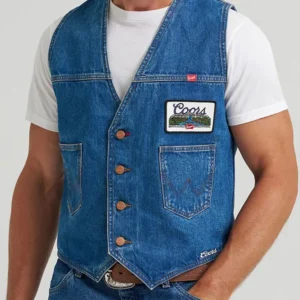Rodeo Cowboy Coors Western Denim Vest