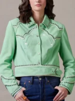 Women Rodeo Done and Dusted Studded Leather Jacket - Image 3