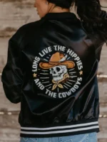 Rodeo Hippies and Cowboys Satin Jacket Black