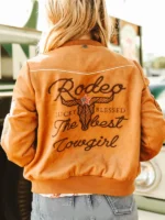 Rodeo Cowgirl Suede Bomber Jacket - Image 2