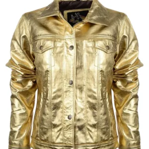 Rodeo Vegas Gold Metallic Leather Jacket
