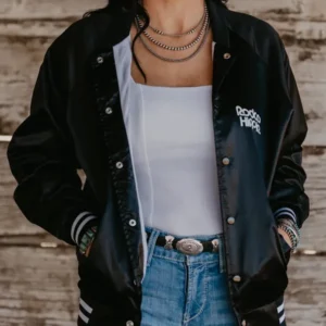 Rodeo Hippies and Cowboys Satin Jacket Black