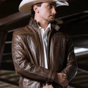 Rodeo Western Cowboy Brown Leather Jacket