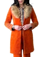 Rodeo Cowgirl Orange Corduroy Midi Jacket