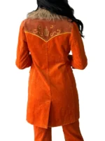 Rodeo Cowgirl Orange Corduroy Midi Jacket - Image 3