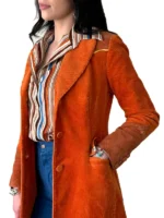 Rodeo Cowgirl Orange Corduroy Midi Jacket - Image 2