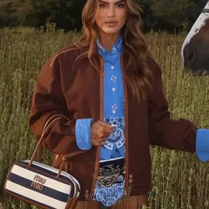 Camila Coelho MiuMiu Ranch Girl Brown Cotton Jacket Women’s Casual Coat