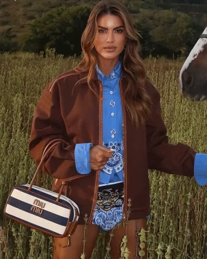 Camila Coelho MiuMiu Ranch Girl Brown Cotton Jacket Women’s Casual Coat