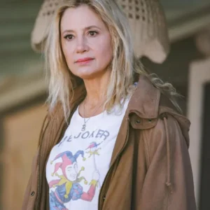 Mira Sorvino Signing Tony Raymond Brown Jacket