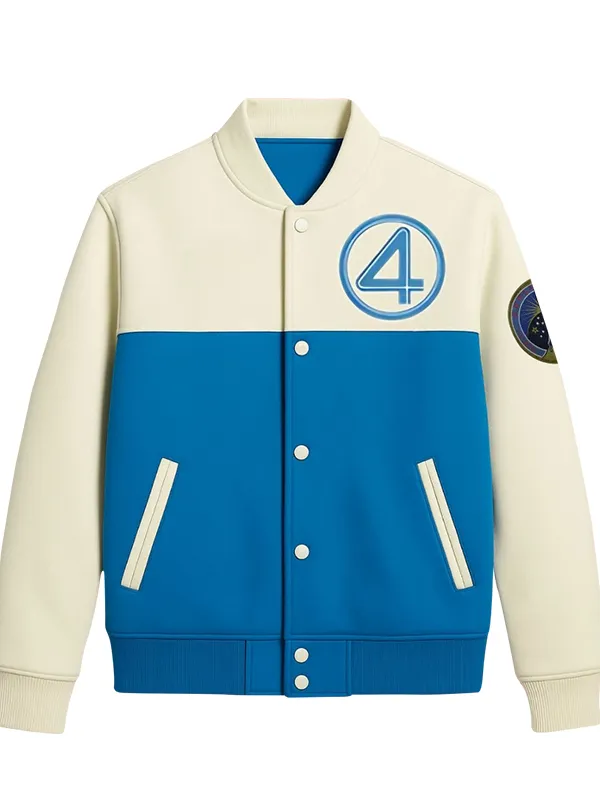 Fantastic Four First Steps Blue Varsity Jacket