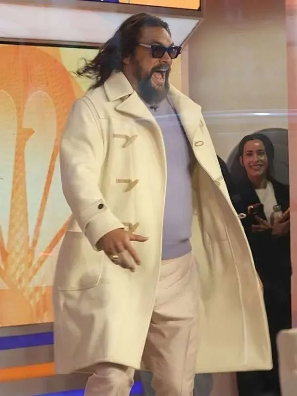 Jason Momoa Today Show White Wool Coat Jason Momoa Today Show White Wool Coat