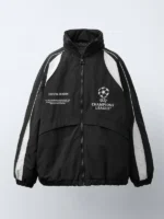 UEFA Champions League 2025 Black Hooded Jacket Men’s Soccer Fan Coat