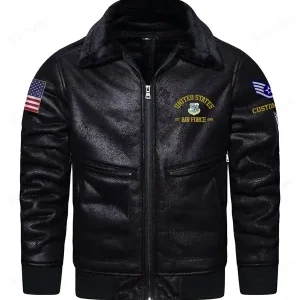 USAF Commands Est. 1947 Faux Fur Leather Jacket