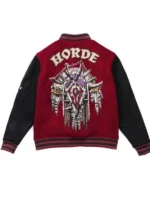 WoW Horde Maroon & Black Wool Varsity Jacket - Image 2