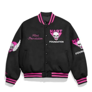 WWE Bret Hitman Hart Foundation Black Varsity Jacket