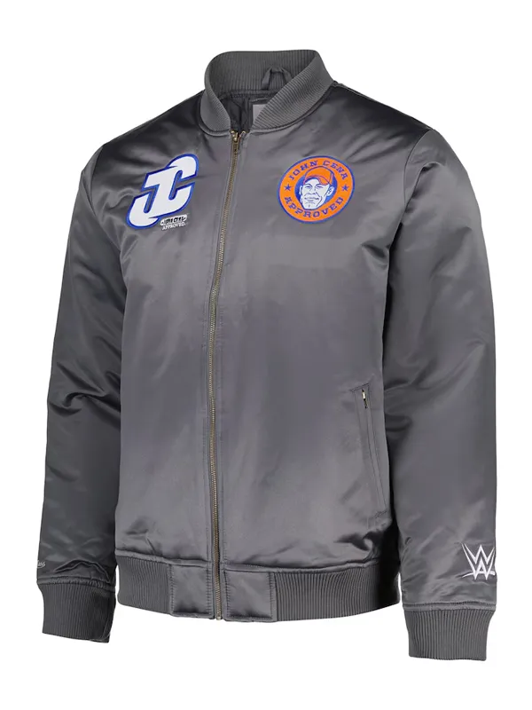 WWE Superstar John Cena Grey Satin Bomber Jacket WWE Superstar John Cena Grey Satin Bomber Jacket