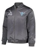 WWE Superstar The Rock Grey Satin Bomber Jacket
