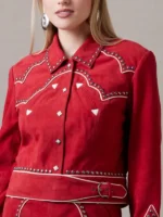 Women Rodeo Done and Dusted Studded Leather Jacket