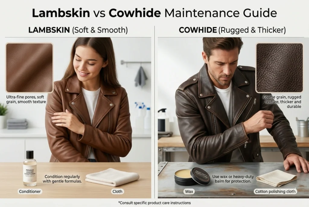 Lambskin vs Cowhide Maintenance