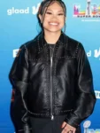 NFL Ruby Ibarra Studded Black Leather Jacket