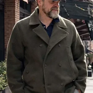 NYC David Harbour Green Wool Peacoat