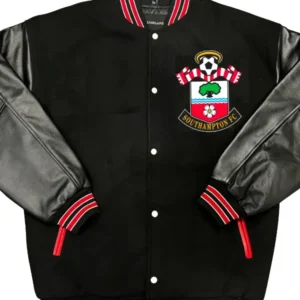 Premier League Southampton F.C. Leather Varsity Jacket Red and White