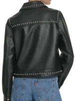 NFL Ruby Ibarra Studded Black Leather Jacket