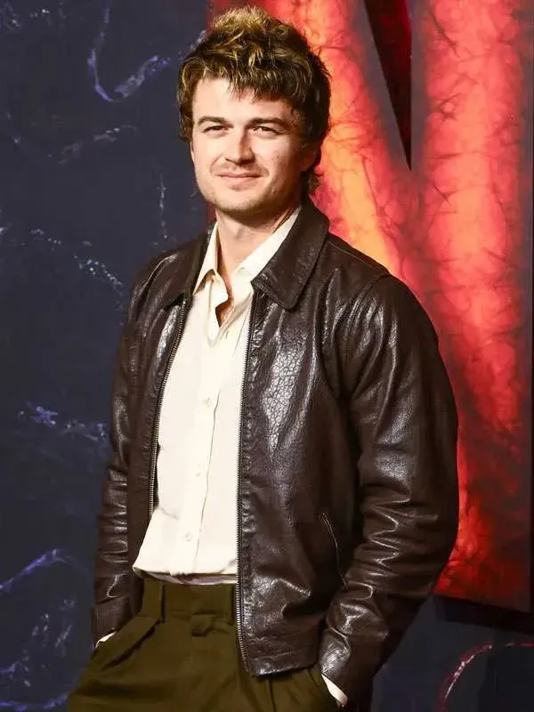 Stranger Things S05 Joe Keery Brown Leather Jacket