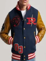 Superdry Blue and Brown Varsity Jacket