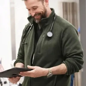 Noah Wyle The Pitt Green Wool Jacket